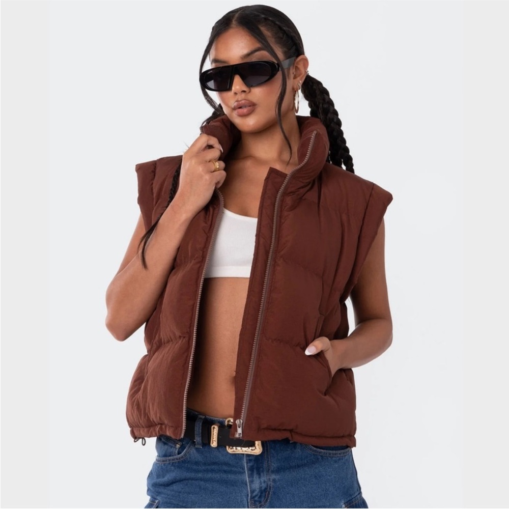 Edikted Brown Puffer Vest